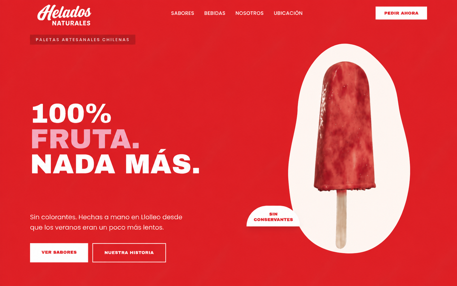 Landing de una marca gastronómica